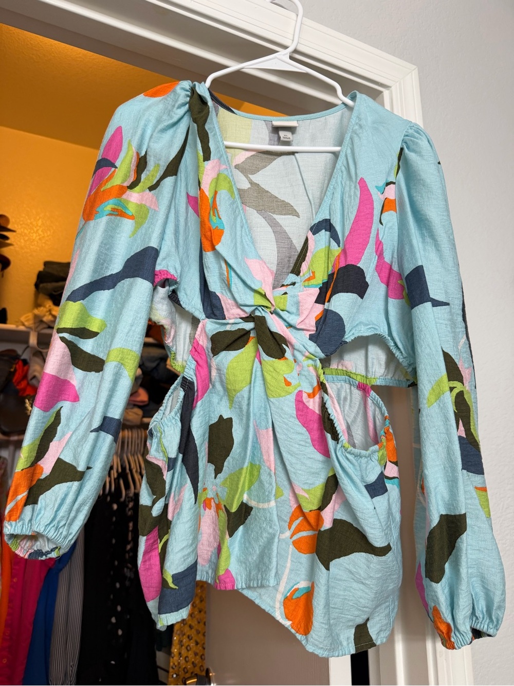 Light Blue Floral Tie-Front Palazzo set